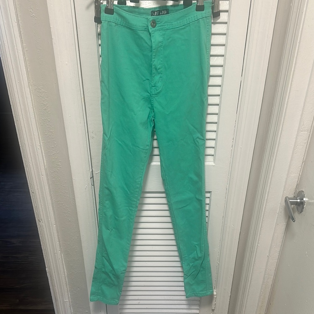 Green & Peach Skinny Pants